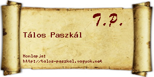 Tálos Paszkál névjegykártya